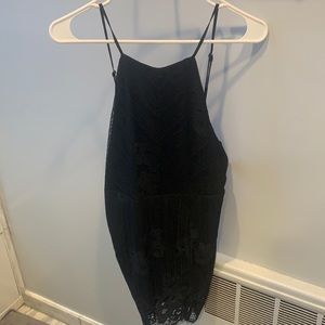 Black lace low back dress